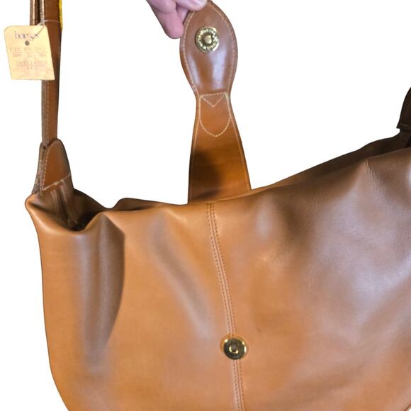 Vintage Michael Stevens Brown Leather Bag with Gold Hardware - Picture 3 of 9